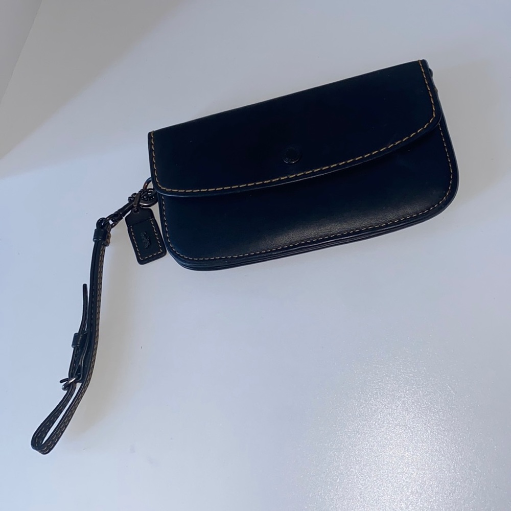 COACH 1941 Glovetanned Black Leather Wristlet